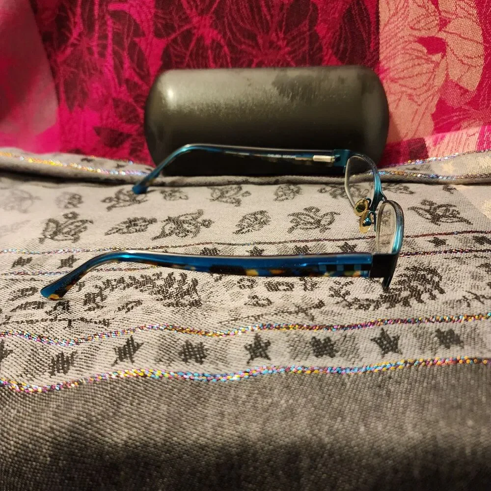 Chelsea Morgan Teal Prescription Glasses And Vision Works Sunglass Case Set.